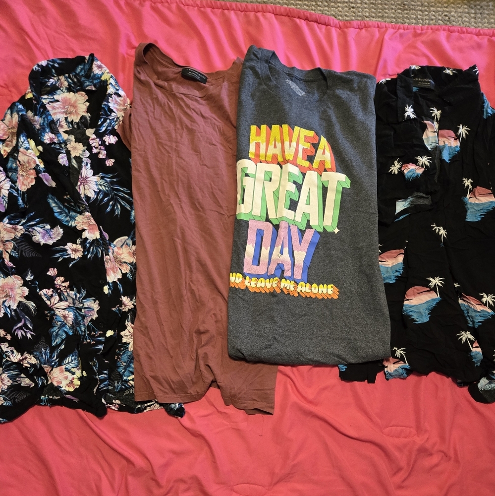 Lot Of 4 Graphic T-Shirts ,Hawaiian Shirts All Size 3XL